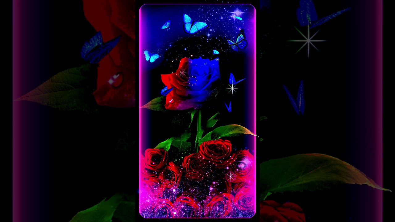 Galaxy Themes - [poly] rainbow rose with butterfly