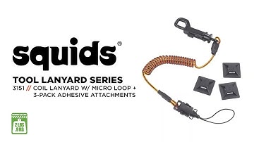 The Squids 3151 Coil Lanyard & Adhesive Mounts Safely Tether Small Hand Tools, Cell Phones & More
