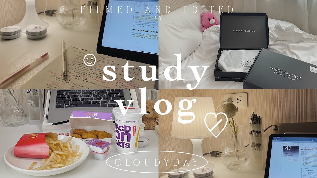 study vlog 09 | เรียนออนไลน์, อ่านหนังสือสอบ midterm, unbox กระเป๋าจาก Gaston luga