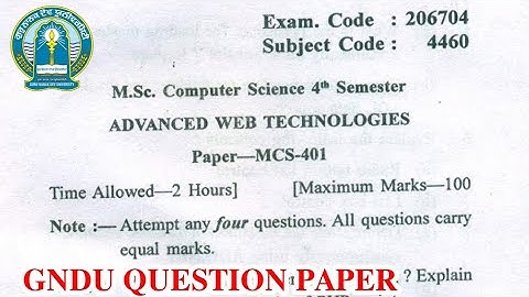 Gndu MSc Computer Science 4th Semester Advanced Web Technologies Question Paper