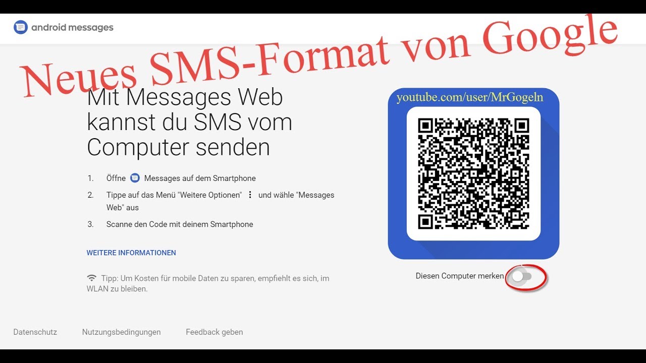 SMS via PC verschicken. Android Messages im Browser verschicken. - YouTube