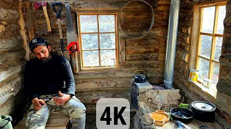 Seeking Refuge in a Wooden Cabin During the Night Storm