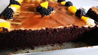 Chocolate Slab cake with fruit and chocolate Ganache. With my nieces Nuraan and Waseela.