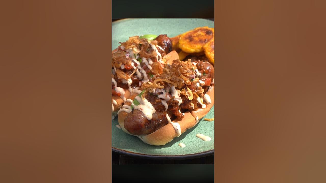 Mexican Bratwurst Dog with BBQ Tostones Recipe - YouTube