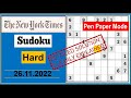 New York Times Hard Sudoku Nov 26, 2022 -  Step By Step Solution