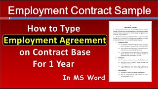 How to write Employment Contract for Sales Manager in MS Word | Job Employment Agreement Sample