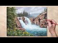 Acrylic Painting Waterfall Creek Landscape