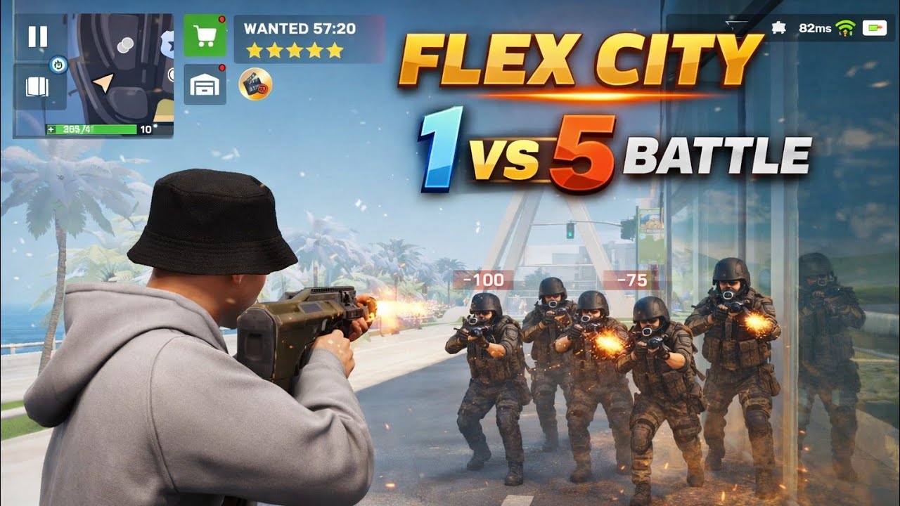 1vs5 Battle in Flex City 🔥 Ultimate Action