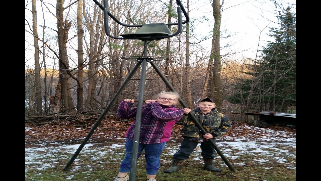 Hunting Tripod - Tripod all set up for Whitetail Deer hunting