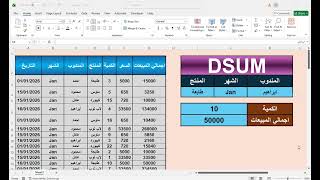 شرح دالة DSUM | اكسل | EXCEL