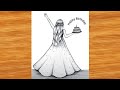 Happy birthday Drawing || Birthday Girl Drawing with cake || girl holding birthday cake Drawing easy