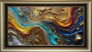 TV WALL ART  6 abstract frame art , stress relief ,NO SOUND ,beautiful oil and water colors 4k