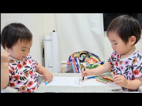 Father's Day] One-year-old twins draw a picture letter for