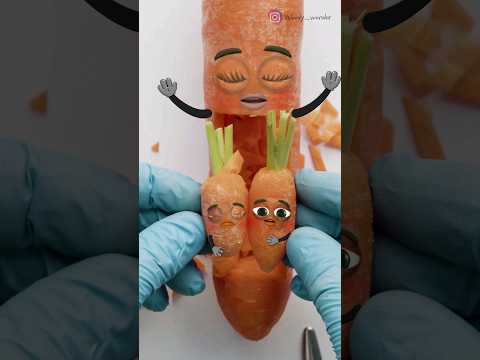 Carrot C-Section - SIAMESE TWINS ALMOST DIED😢❤️ #fruitsurgery #cute #foodsurgery