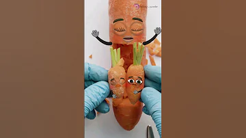 Carrot C-Section - SIAMESE TWINS ALMOST DIED😢❤️ #fruitsurgery #cute #foodsurgery
