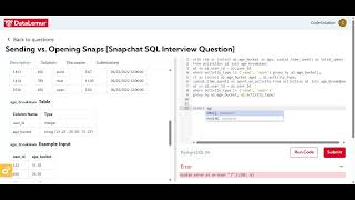 SQL, DataLemur Snapchat interview question sending and opening snaps