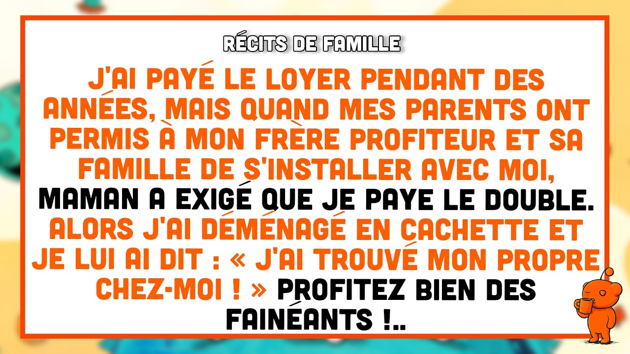 « Tu vas payer le double à partir du mois prochain. » Ma mère a lâché ça comme on annonce la météo, un dimanche après-midi, pendant que je débarrassais la table. Mon frère Ryan, sa femme et leurs...