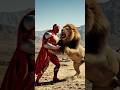 Lion fighting with Superman. lion attack on superhero #viral #trending #viralnow #ai #hero