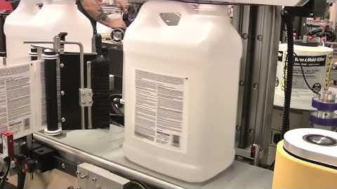 Front / Back Labeling Application on Large F-Style Container