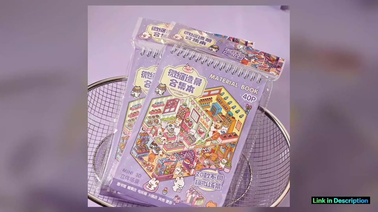 40pcs 3D Mini Diorama Sticker Book Quiet Book Crafts with Miniature House Scenes 3D Visual Journal