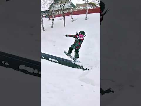 Kid Shows Off Smooth Skills While Snowboarding