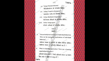 MDU Mcom pass 2nd sem Organisational behaviour paper 2019