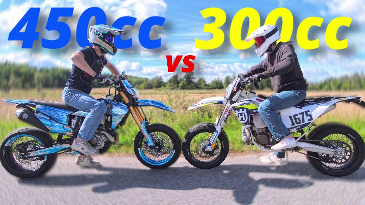 450cc Vs 300cc SUPERMOTO 4stroke vs 2stroke