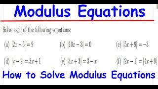 MODULUS EQUATIONS