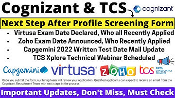 Next Step After Submitting Cognizant Profile Screening Form? Capgemini, Zoho & Virtusa Exam Date Out