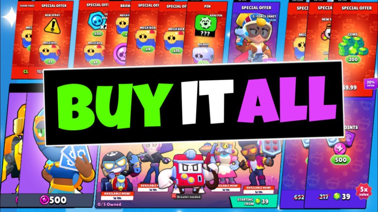 Buying Everything in the Brawl Stars Shop!! ($100 spent) - YouTube