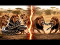 One Python Snake Vs Team Of Lions Brutal Fight Lion V S Python Python Attack Lion Animal Video mp3
