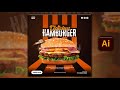 Illustrator CC Tutorial | Graphic Design | 🍔 Hamburger  Social Media Poster Design