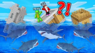 Mikey and JJ Survive The SHARK TSUNAMI in Minecraft (Maizen)