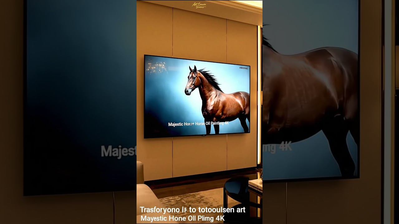Majestic Horse Oil Painting 4K – Elegant Framed TV Art & Relaxing Ambient Wallpaper