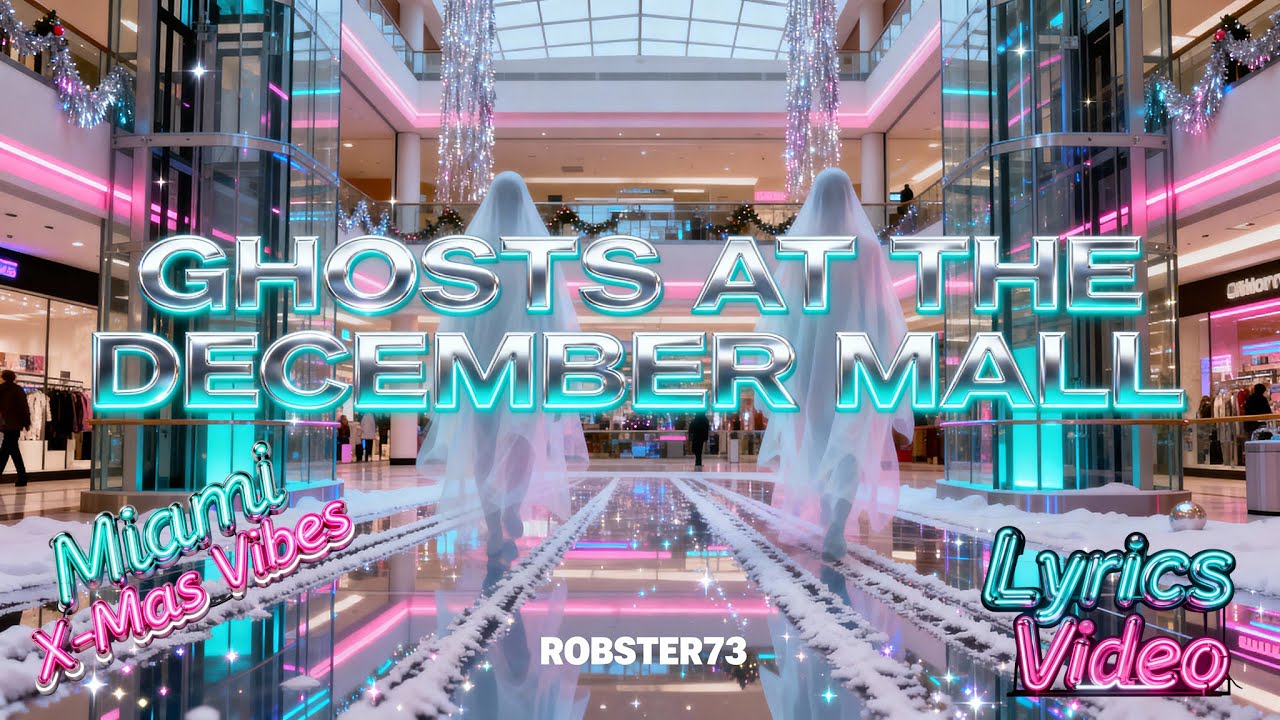 GHOSTS AT THE DECEMBER MALL • Official Lyric Video • Robster73 (NEON SLEIGH NIGHTS)