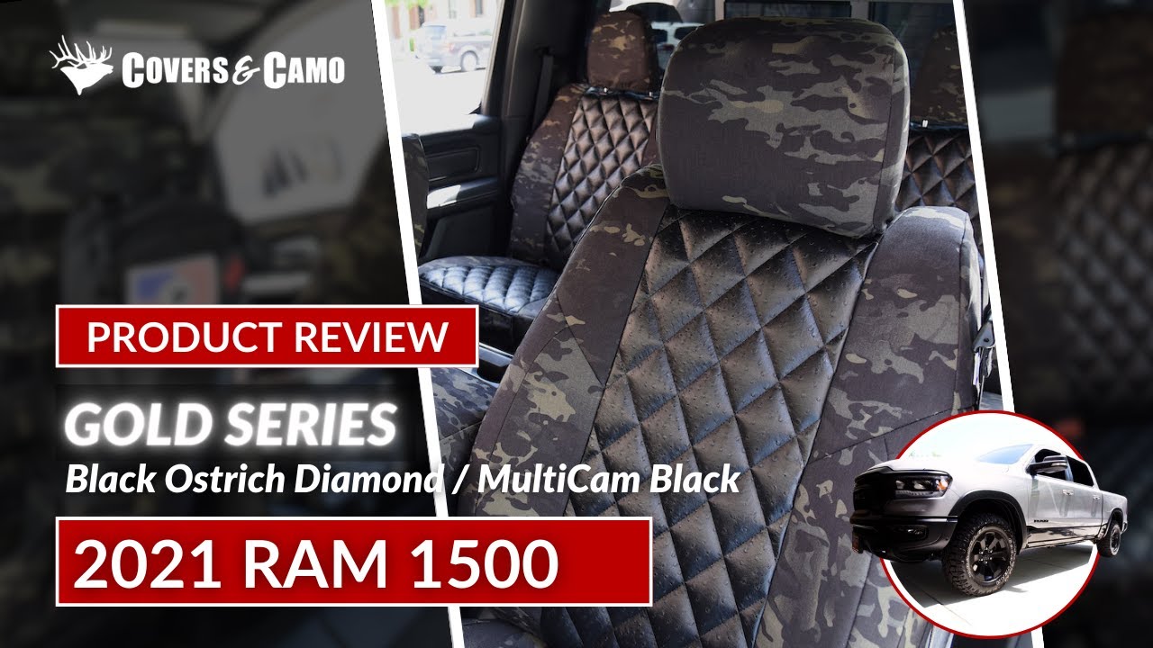 2021 RAM 1500 Custom Seat Covers. Black Ostrich Diamond insert with  MultiCam Black trim. 