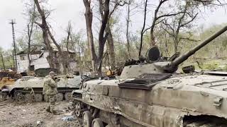 Танковое кладбище ВС РФ на левом берегу Северского Донца война в Украине