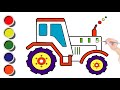 Tractor Drawing and Coloring for Kids | How to Draw a Tractor Easy