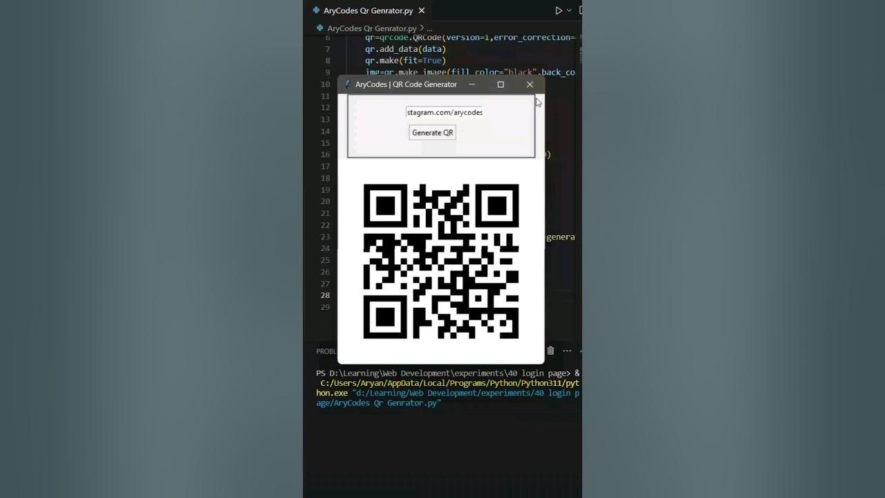 Python Project Create QR Code Generator in Python AryCodes #coding # ...