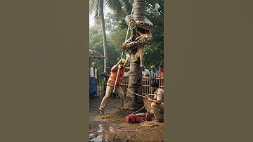 Giant Python Wraps Around Cat - Officer Intervenes! #youtubeshorts #wildliferescue