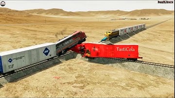 Impossible Three overlapping Rail Tracks vs Trians Crossing 😱 - BeamNG Drive || Trains Crashes