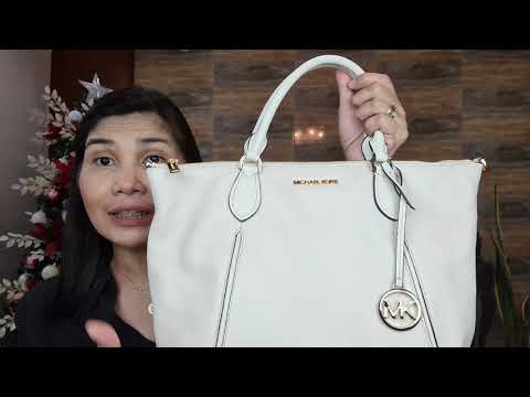Michael Kors Lenox Large Pebbled Leather Shoulder Bag Review - what fits? -  YouTube