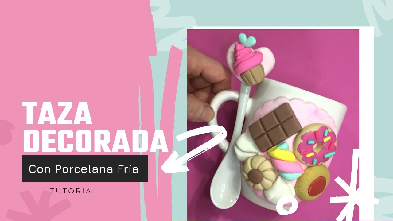 Como decorar una taza en Porcelana Fria// Usamos apliques de Dulces y Golosinas