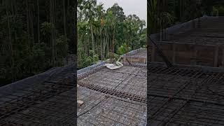 তিন তলা ভবনের ছাদের রড বাধাই