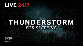 🔴 Thunderstorm Sounds for Sleeping - Dimmed Screen | Strong Rain and Thunder - Deep Sleep Sounds