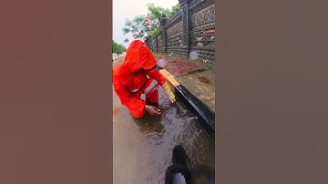 Remove Trash Unclog Culvert On Road#blockdrain #drain #unclogging #videoshort #youtubeshorts #remove