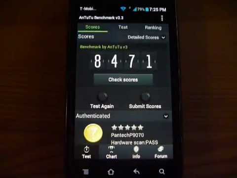 My Pantech Burst On Gizmolord's Rom. Running test for AnTuTu Benchmark v3.2.1. Better than stock