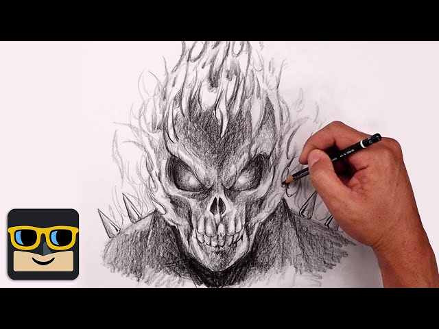 How to draw Ghost Rider with his flaming bike - Step by step drawing  tutorials | Ghost rider, Ghost rider drawing, Ghost rider pictures