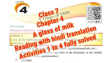 Class 7 chapter 4 English/ A glass of milk Reading and activities 1-4 fully solved