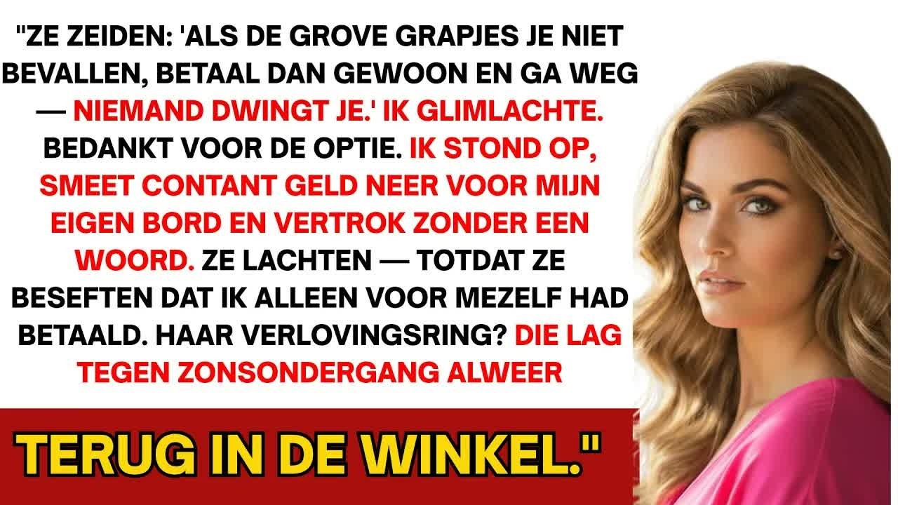 Tijdens het verlovingsdiner van mijn broer zei zijn verloofde tegen me: "Als je mijn grappen niet leuk vindt, betaal gewoon en vertrek." Iedereen lachte, zelfs mijn moeder. Niemand wist dat ik het...